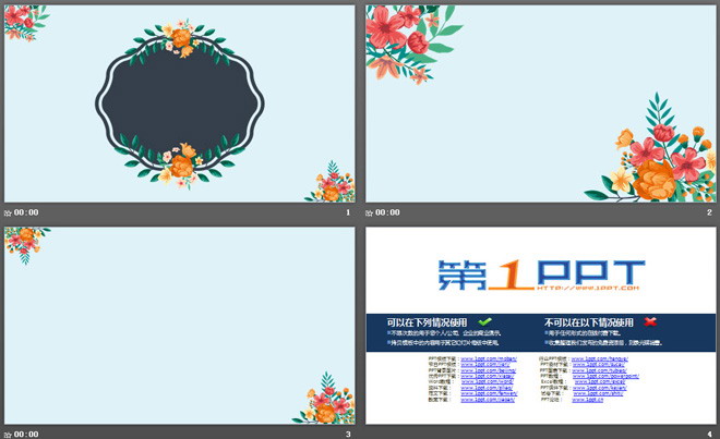 复古文艺小花PowerPoint背景图片